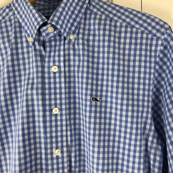 Vineyard Vines Whale Shirt Blue Gingham Plaid XS - Picture 3 of 7